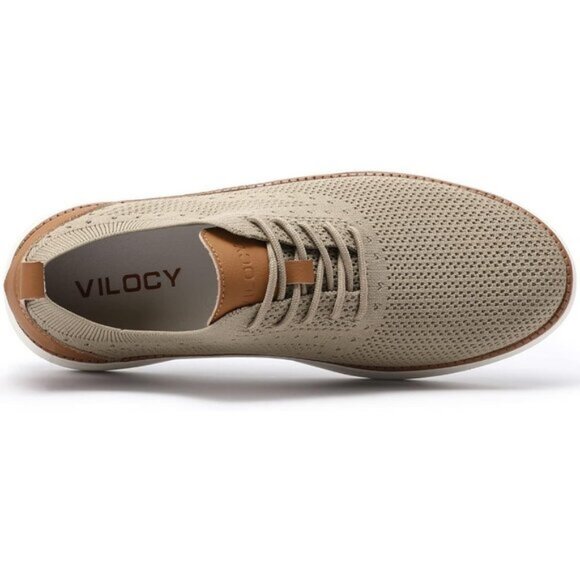 ⚡VILOCY Men's Khaki Casual Dress Oxfords Business Mesh Breathable Sneakers - Picture 3 of 8